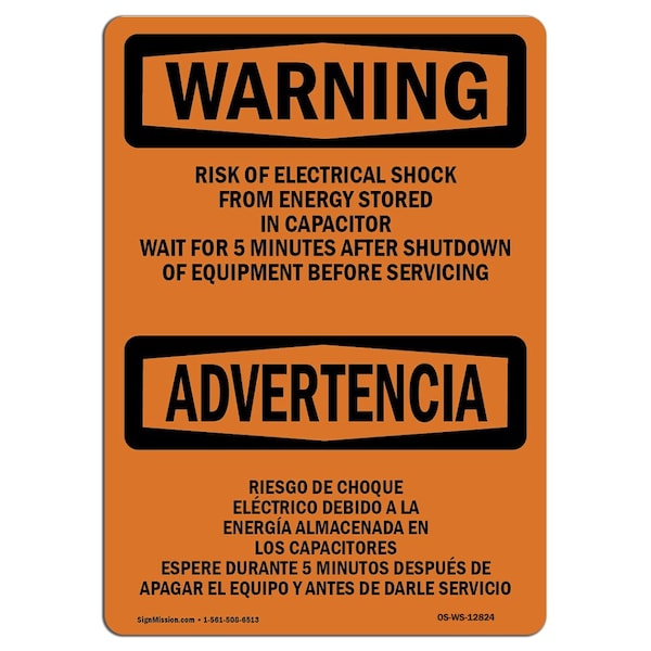 Sign, 3.5" H, 5" W, Risk Of Electrical Shock From Energy, Landscape, WS-D-35-L-12824-10PK